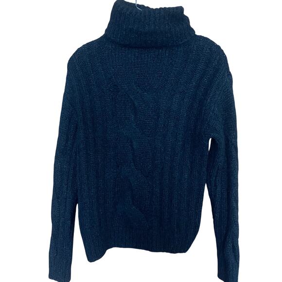 MaxMara Cable Knit Mohair Blend Black Turtleneck Sweater S - Picture 3 of 4